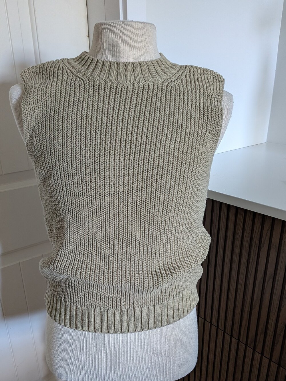 & Other Stories Tan Ribbed Knit Turtleneck Sweater